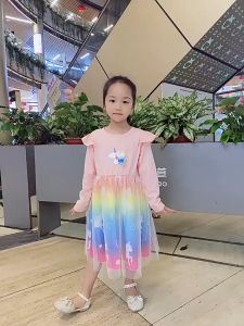 [1-7 tahun] Baru Tiba Gaun Putri Unicorn Kapas lengan panjang Dress Aisha Anak Perempuan Baju Ulang Tahun Anak Dress