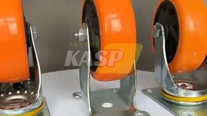 4pcs Caster Wheel Heavy Duty 1.5 Inch To 5 Inch Pu Orange FixedSwivel With Brake Trolley Wheels