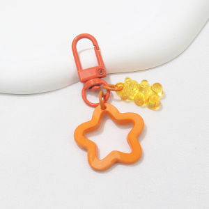 Colorful Bear Star Acrylic Keychain Pendant Earphone Case Airpods Decoration Cute Bag Accessory Creative Gift Festival Supplies