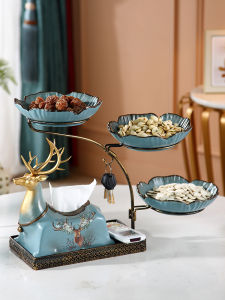 Elegant European Multi-Functional Tissue Box Deer Design Living Room Remote Control Organizer Ceramic Resin Iron Art Home Decor