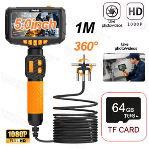 360 Articulating Borescope 1080P 6.0mm 5.0 inch IPS Monitor Industrial Inspection Camera With 2 Way Articulation For Automotive