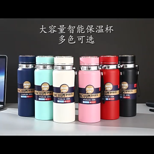 800ml Smart LED Digital display Thermos Flask with Vacuum InsulationHot Cold Handle & RopeTravel Tumbler G004