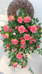 Giỏ Hoa Hồng treo tường hoa trang trí giỏ hoa giả decor bức tường