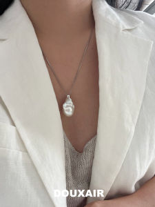 Natural Baroque Pearl Necklace with Colorful Strong Light Pure Silver Pendant Adjustable Sweater Chain High-End Feelings