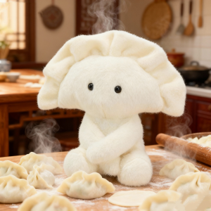 Dumpling Plush Toy Cute Stuffed Food with Happy Face Kawaii Character Adorable Cultural Plushie Gift for Kids New Years Day