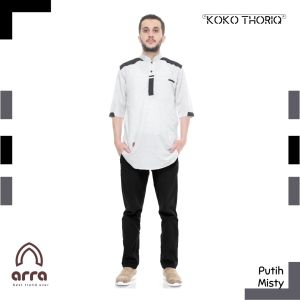 Baju Koko Kurta Lengan 3/4 Kualitas Premium Simple Elegant Koko THariq Navy