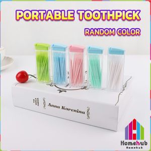 Homehub 50pcs Double-headed Dental Floss Interdental Toothpick Teeth Sticks Tooth Clean Random Color