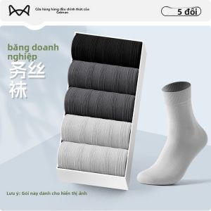 Tất dài đến bắp chân MiiOW bằng lụa băng mỏng thoáng khí thấm hút mồ hôi màu đen