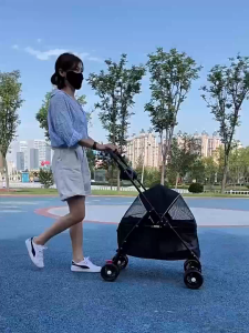 รถเข็นสัตว์เลี้ยง  2 ชั้น รถเข็นสัตว์เลี้ยงพับเก็บได้ รับนน.ได้ 20 kg รถเข็นแมวรถเข็นสุนัขรถเข็นสุนัขรถเข็นแมว pet stroller dog cart cat