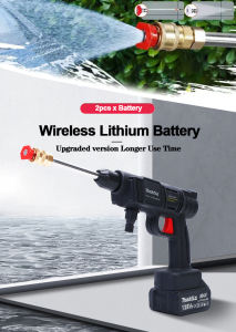 Wireless Car Washer Pressure Washer Gun Portable 48v 68v 88v 128v 168vlithium Battery Washers High Pressure Water Spray Gun for Car Wash