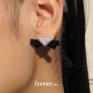 Boonee Alus Triangular Butterfly Knot Earrings Full Drill 3D Luxury Minimalist High End Elegant Fashion Jewelry Accessories