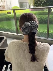 1/2Pcs Fashion Stripe Hair Scrunchies for Women Korean Simple Elastic Hair Band Ponytail Holder Tie Solid Color Hair Accessories