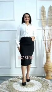RZ Rok Hitam Kerja Kantor Pendek Selutut Wanita Dewasa 2022