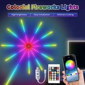 Bluetooth 5V USB Firework LED String Lights Garland APP Remote Control RGBIC 5050 Music Sync Living Room Wedding Party Decor