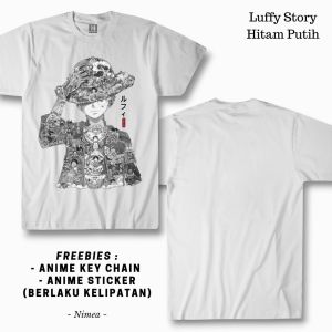 Kaos Luffy Story Hitam Putih - Nimea