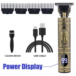 2026 T9 Hair Clippers for Men Zero Gapped T-Blade USB Fast Charging Vintage Metal Hair Trimmer Barber Shaver with Guide Combs