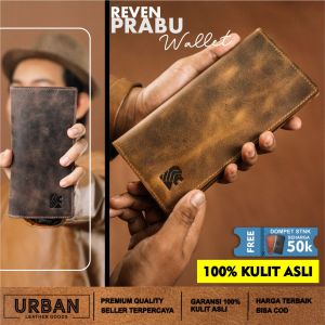 Dompet Pria REVEN PRABU WALLET Dompet Panjang Lipat Dua Cowok Kulit Sapi 100% Premium Keren Terbaru