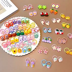 200/20Pcs Lovely Kids Girls Elastic Seamless Rubber Hair Band Kid Ponytail Set Hair Ties Hair Accessories