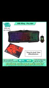 [Tặng lót chuột Tyloo 25x32cm] Bộ bà phím và chuột chuyên game Bosston 837 led nền cực ngầu phím bấm cực êm đèn led siêu đẹp