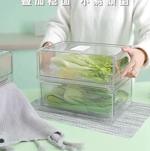 Shiok Living 🚀 Refrigerator Drawer Storage Box Freezer Fridge Stackable Transparent Organizer storage box