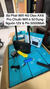 Bộ phát Wifi 4G di động OLAX AX8Pro 2 ăng-ten ngoài 300mbps Phủ sóng tầm xa tích hợp pin 5000 Mah 15h 4 cổng Lan