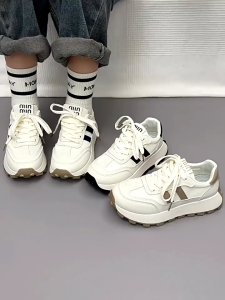 MIA New White Leather Running Shoes with Comfy Thick Bottom and Trending Style for All Seasons Footwear Casual