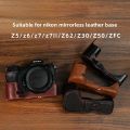 Genuine Leather Camera Bag Suitable for Nikon Z5/Z6/Z7/Z7II/Z62/Z30/Z50/ZFC/ZF/Z8 Protective Cover Photography Backpack. 