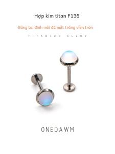 Medical Grade Titanium Alloy Moonstone Earrings Hypoallergenic Inner Threaded Spiral Ear Bone Coccyx Lip Studs Fashion Jewelry