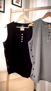 Áo Đũi Nam Sát Nách Dáng Rộng Phong Cách Cổ Điển Thời Trang Mùa Hè Cổ tròn Menswear Jean Top [ADN]