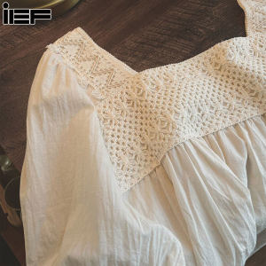 Ief sơ mi nữ sang trọng Hàn Quốc Muối Tuổi Giảm liên kết chuỗi Hoa áo khoét Phụ Nữ Tuổi Giảm Xương đòn cổ áo vuông áo búp bê