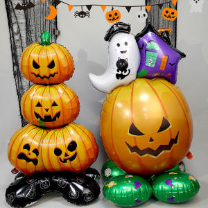 Large Halloween Stand Balloon Pumpkin Ghost Balloons Happy Halloween Decoration Foil Balloon Party Supplies Inflatable Toy