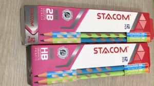 Bút chì định vị tay cầm hộp 12 cây chì cho bé tập viết Stacom PC110 2B/ HB nhiều màu sắc