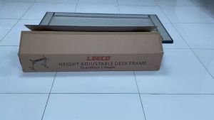 LEECO ลีโก้ 3 ระดับ ขาโต๊ะปรับระดับไฟฟ้ามอเตอร์คู่ สีขาว