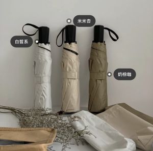 Very Milk Blue ~ This Years Popular Color Sunny and Rainy Dual-Use Special Blue Foldable Sunshade Black Rubber Umbrella Mens and Womens Umbrella