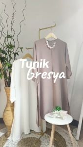 GRISYA DRESS TUNIK WANITA CRINKLE AIRFLOW / TUNIK PANJANG WANITA KOREAN STYLE SLETING DEPAN