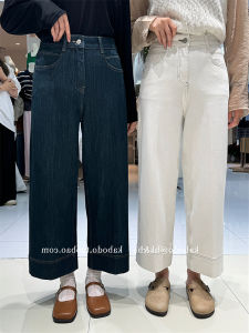กางเกงยีนส์ทรงตรงเอวสูง กางเกงขายาวทรงหลวม กางเกงขายาวทรงหลวมสำหรับผู้หญิง กางเกงขายาวทรงหลวมสไตล์ย้อนยุคสำหรับผู้หญิง
