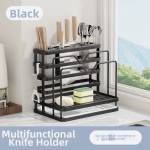 YUJIANG | Aesthetic Multifunction Stainless Steel Tabletop Knife Storage Rack