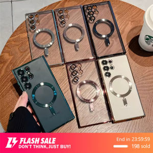 🇹🇭Ekcam เคสกันกล้อง พร้อมเลนส์กล้อง เคสแม่เหล็ก ใส ชาร์จได้ สำหรับ S20 S21 S22 S23 S24 Plus FE Ultra Note 10 20 for Samsung Galaxy ชาร์จแบบไร้สาย โปร่งใส ซองใส่โทรศัพท์เคสมือถือเคสโทรศัพท์ PHONE CASE