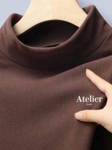 Nam Mùa Thu Mùa Đông Áo Sơ Mi Đế 2 Mặt Lông Cừu Nửa Cao Cổ Áo Tay Dài Giữ Nhiệt Bên Trong Mặc Thời Trang Phong Cách Đô Thị Polyester Sợi 100%