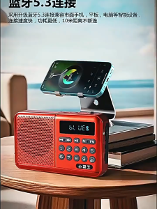Bluetooth 5.3 Portable Radio Mini FM Radio Pocket Radio Rechargeable USB TF Card Radio music player Digital FM Radio Elderly Digital Radio LED display MP3 Player for Home outdoor 收音机