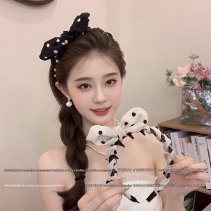 Vintage Dot Rabbit Ears Hair Hoop For Higher Crown