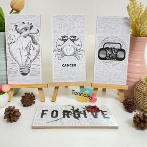 TENNESY HIASAN DINDING AESTETIK HITAM PUTIH 10X20 CM WALL DECOR PAJANGAN KAYU POSTER KAMAR RUMAH