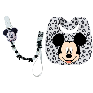 Disney | Baby soothing pacifier holder safe for teeth development Baby back strap with chain Newborn pure cotton baby bib Newborn set