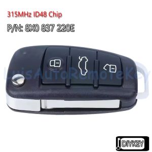 8X0837220E Smart Flip Remote Car Key Fob 3 Buttons 315MHz ID48 Chip for Audi Q3 2012 2013 2014 2015 2016 P/N: 8X0 837 220 E