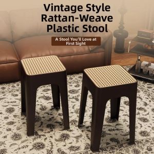 LIWAN | Durable Sturdy Stackable Rattan Imitation Plastic Stool