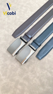 Dây thắt lưng nam da bò Vicobi TLE6 dây lưng khóa tự động bản 35cm