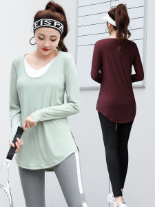 plus Size Yoga Clothes Women Loose Running Fitness Set Mid-Length Cover Butt Sports T-Shirt for Heavy Girls Autumn Season