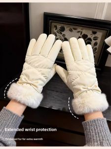 Cgediao | Bows White Fleece Girls Winter Warm Windproof Gloves