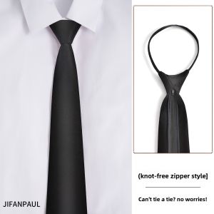 JIFANPAUL | No-Tie Zipper Mens Blue & Black Business Wedding Ties