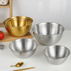 1/3pcs Stainless Steel Salad Bowls with Scale Line Large Capacity Oven Safe Durable Kitchen Mixing Bowls For Baking And Mixing